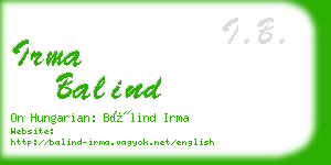 irma balind business card